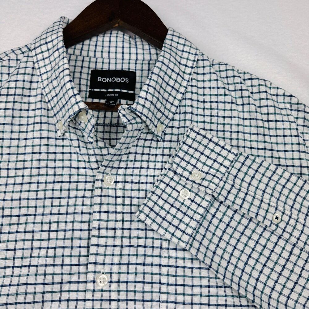 Bonobos Check Button Down Shirt Men's XL Long Standard Fit 100% Cotton